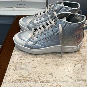Dr. Scholl's Women's Iridescent Silver High-Top Sneakers